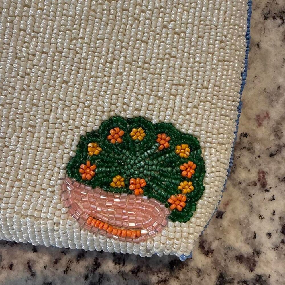 NWT Handmade Santorini Inspired Greece Beaded Clutch Purse Cat Charm - Picture 7 of 8